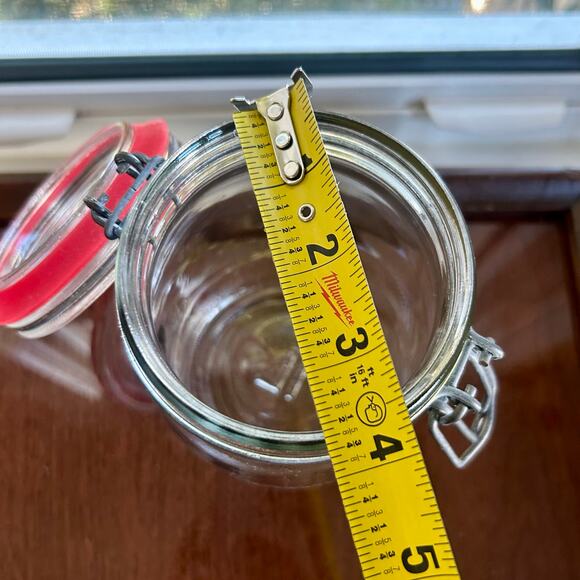 Vintage Glass Coffee Canister – Clamp Lid Jar with Red Seal – 7” Tall - Picture 10 of 10
